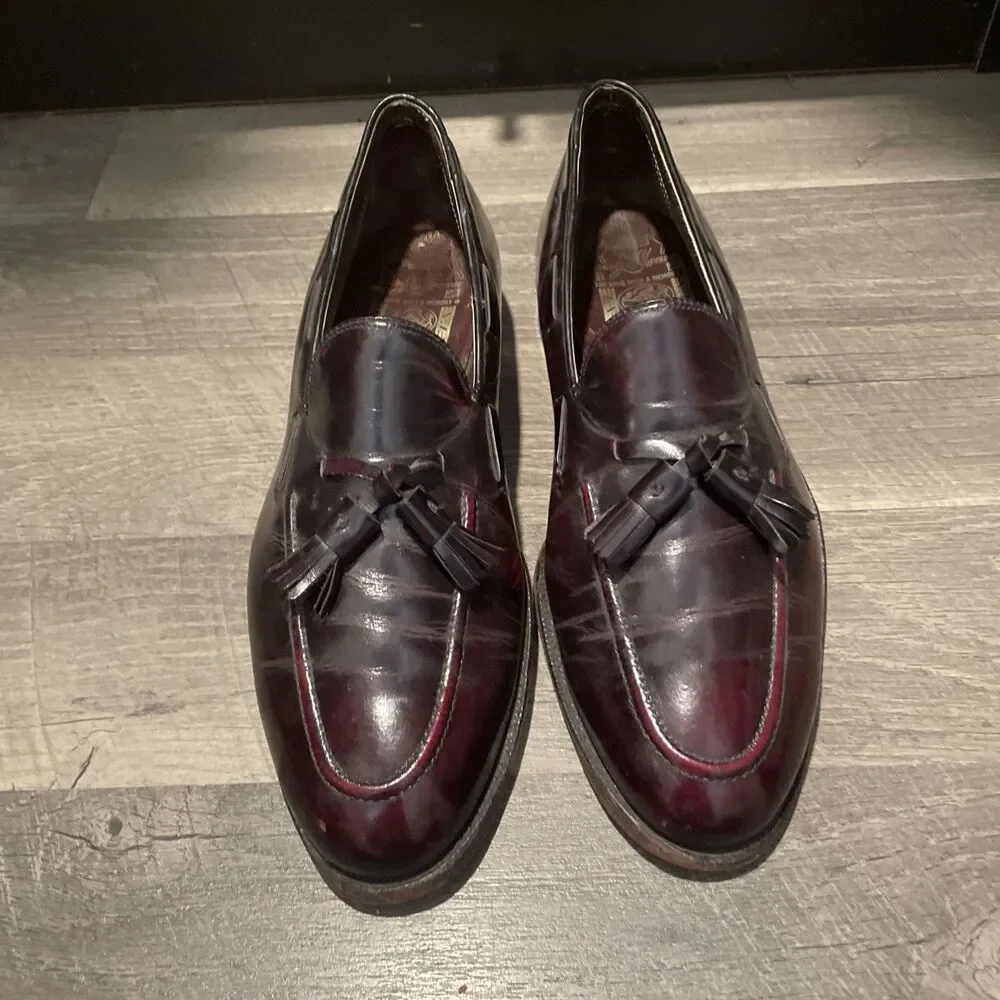 Vintage Johnston & Murphy Aristocraft Oxblood Leather Tassel Loafers 9.5 B/A USA